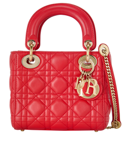 Mini Lady Dior, Leather, Red, 18-MA-1127, S, 2*